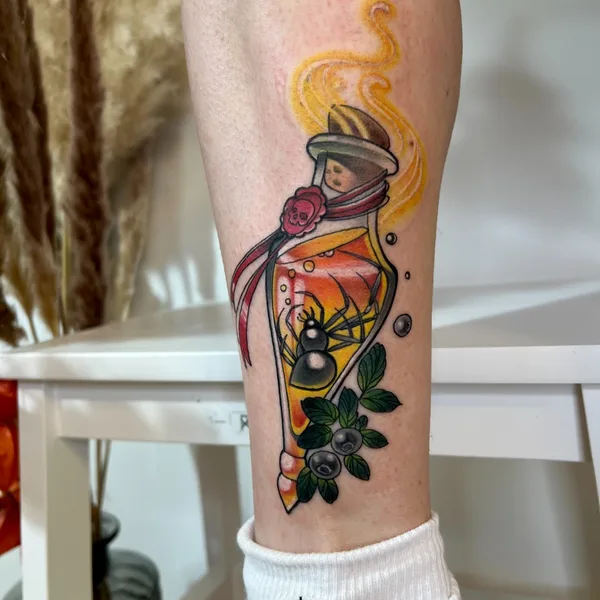 Botanical tattoo by Iryna Yanovska in Berlin