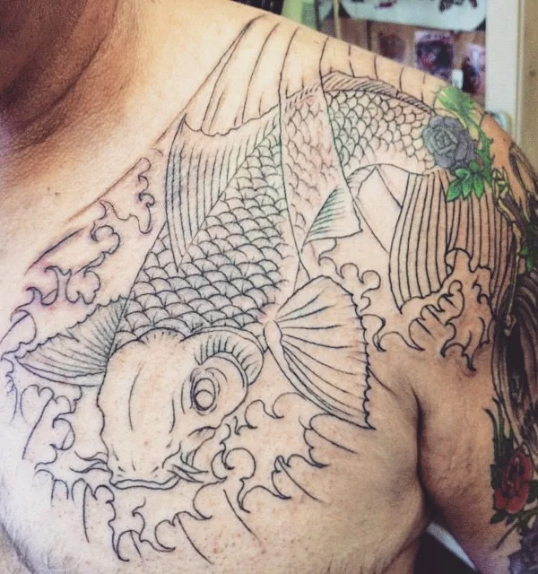 male black japanese Tatuaggio su chest #56833 | Tatuatore Richie Montgomery
