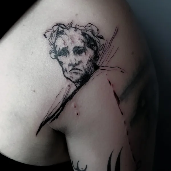Graphic tattoo by Polina Inquizitsiya in Moscow