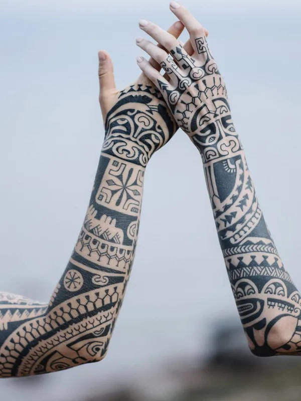 black tribal tatuaje en full sleeve #32469 | Tatuador Дмитрий Бабахин