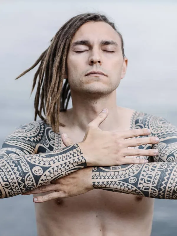 male black tribal tatuaje en full sleeve #32470 | Tatuador Дмитрий Бабахин