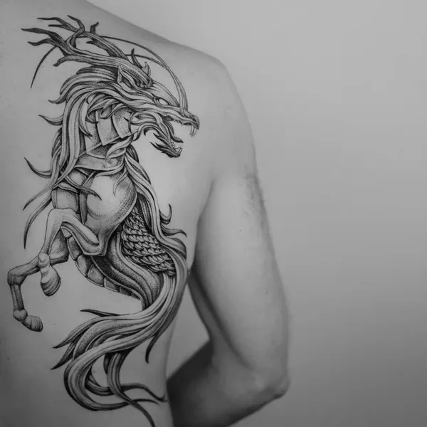 Graphic tattoo by Ezer in Paris