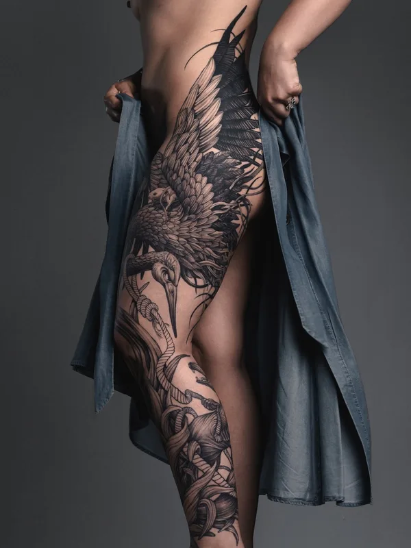 Graphic tattoo by Ezer in Paris