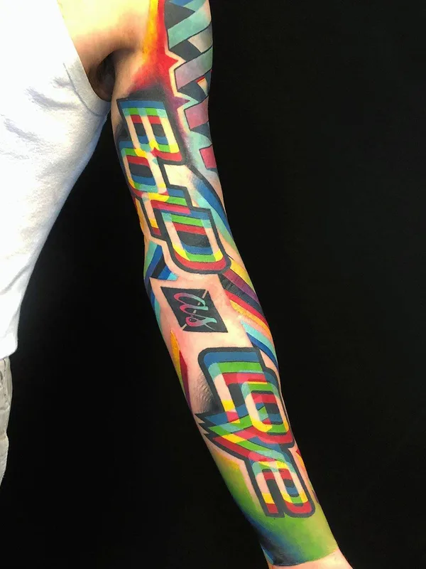 color abstract tattoo on full sleeve #32837 | Tattoo Artist Adam Friedman