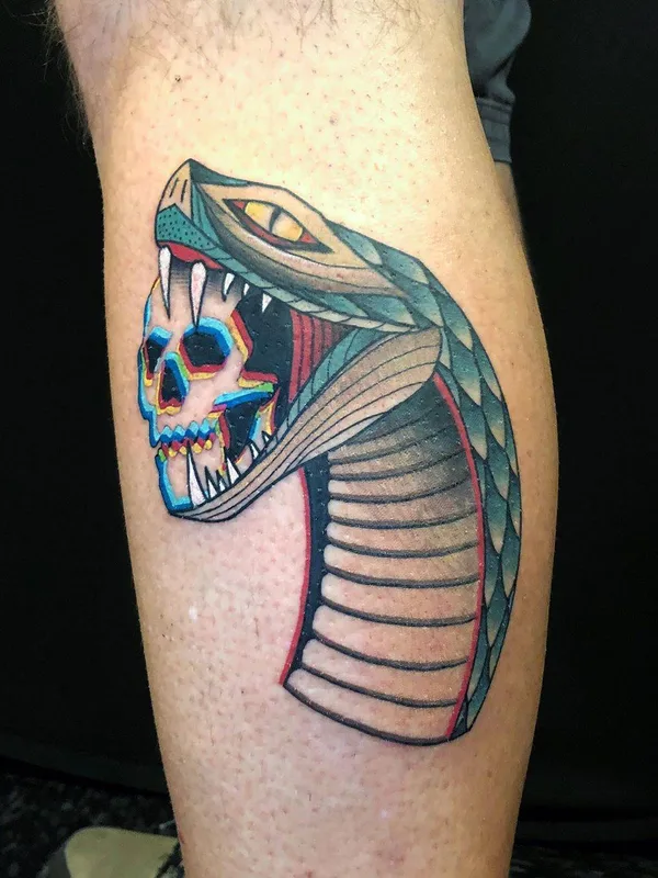 color neo traditional tattoo on calf #32848 | Tattoo Artist Adam Friedman