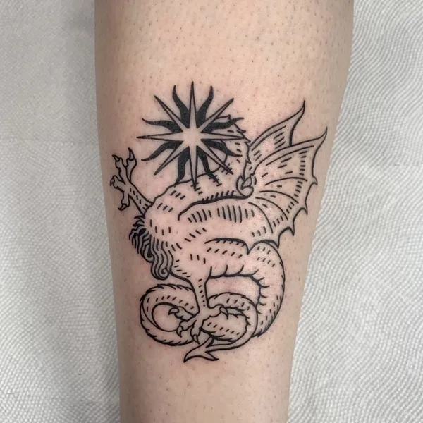 engraving tattoo by Бажен Никитин in Уфа