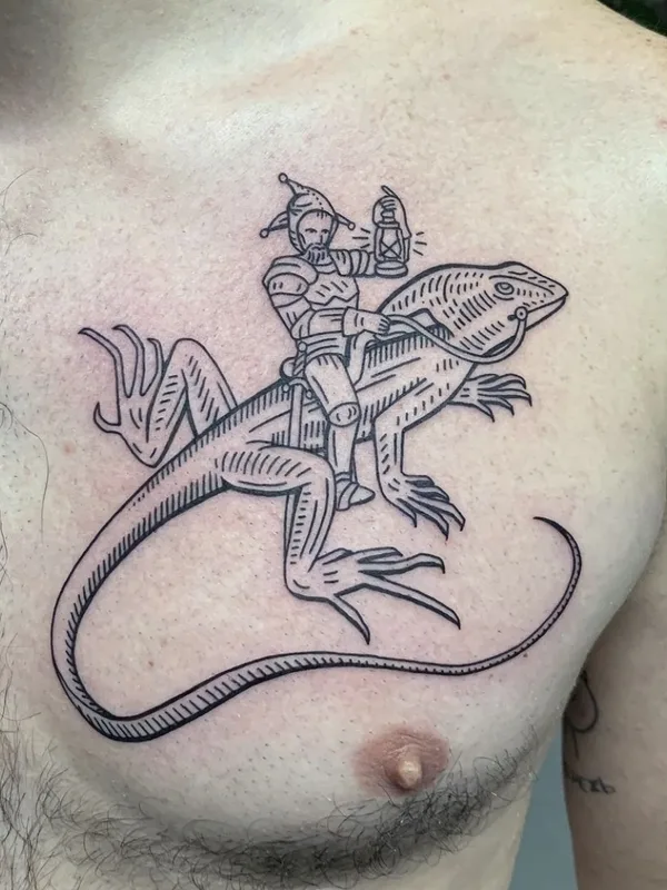 male black engraving tattoo on chest #59690 | Tattoo Artist Бажен Никитин