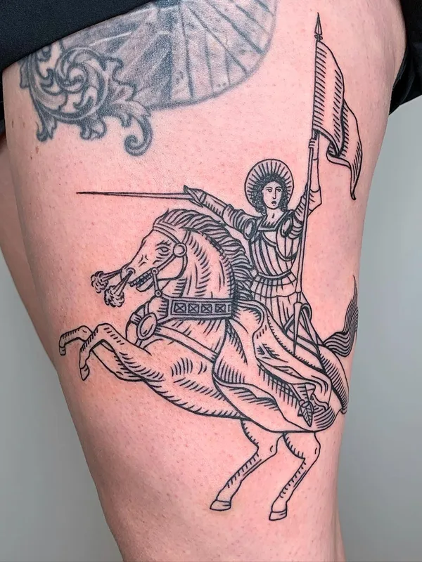black blackwork tattoo on thigh #59693 | Tattoo Artist Бажен Никитин