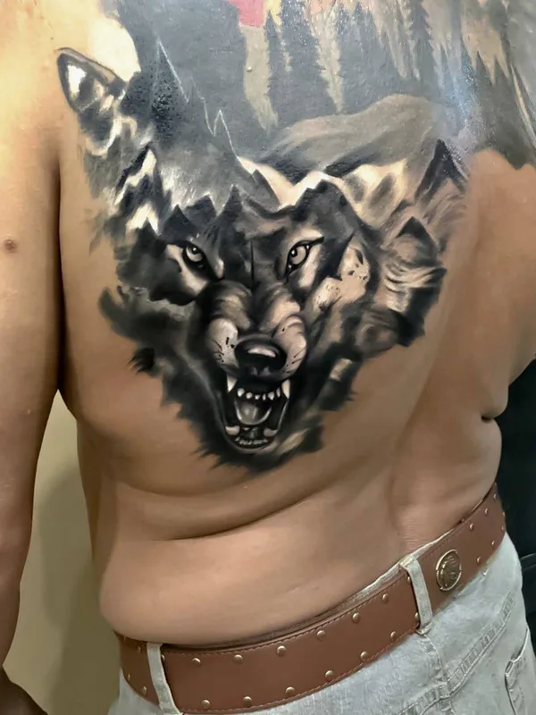 black and grey realism татуировка на upper back #33878 | Тату мастер Deni Marengo