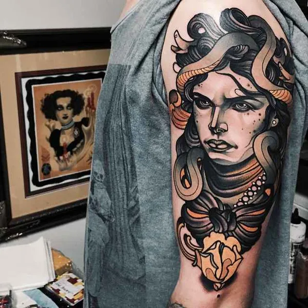 Neo Traditional tattoo by Jacob J Gardner in Coolangatta
