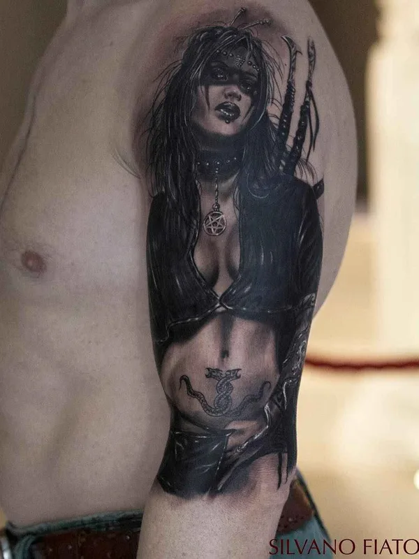 black and grey realism tatouage sur full sleeve #9806 | Artiste tatoueur Silvano Fiato