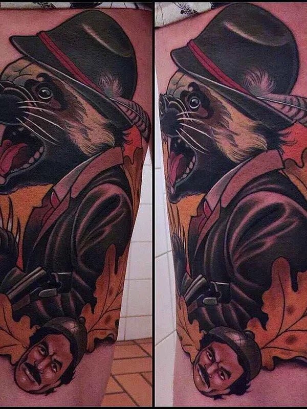 color neo traditional tattoo auf thigh #5079 | Tätowierer Aniela Dahlgren