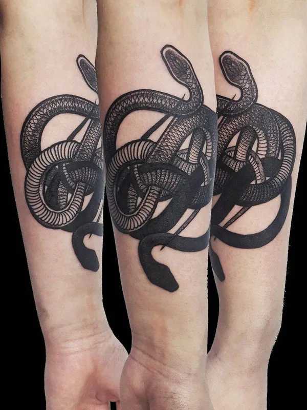 black blackwork tattoo on forearm #22737 | Tattoo Artist Marcin Pawlus