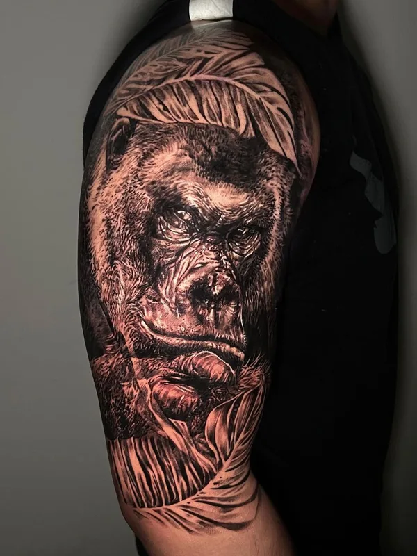 black and grey realism татуировка на full sleeve #62671 | Тату мастер Виктория Левенец