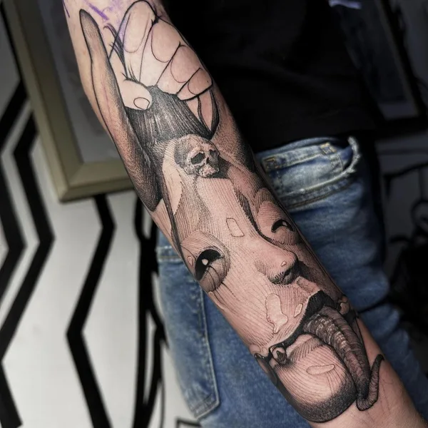 Graphic tattoo by Даурен Усенов in Астана