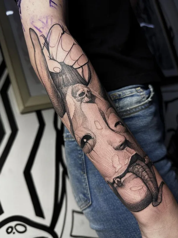 black and grey black and grey татуировка на forearm #62719 | Тату мастер Даурен Усенов