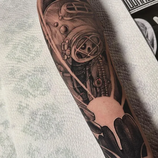 Graphic tattoo by Даурен Усенов in Астана