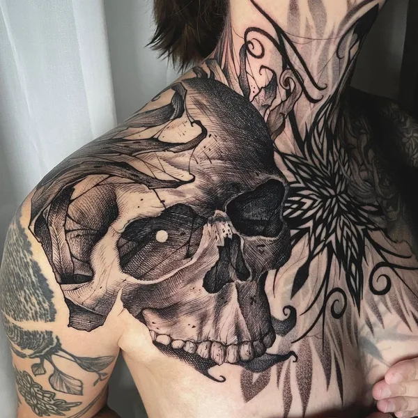 Graphic tattoo by Даурен Усенов in Астана