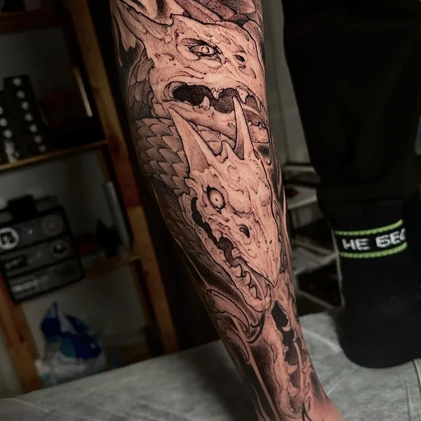 Graphic tattoo by Даурен Усенов in Астана