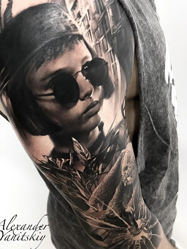 black and grey realism татуировка на full sleeve #62759 | Тату мастер Alexander Yanitskiy