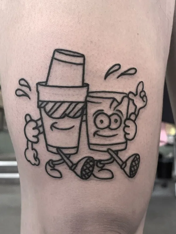 black cartoon tattoo auf thigh #62788 | Tätowierer Jonathan Segev