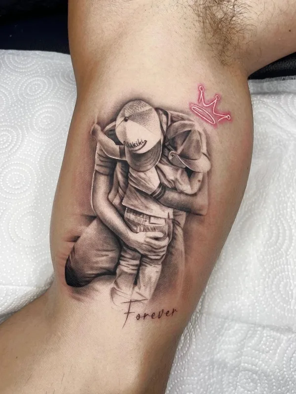 black and grey realism tattoo on thigh #62802 | Tattoo Artist SharonWolf