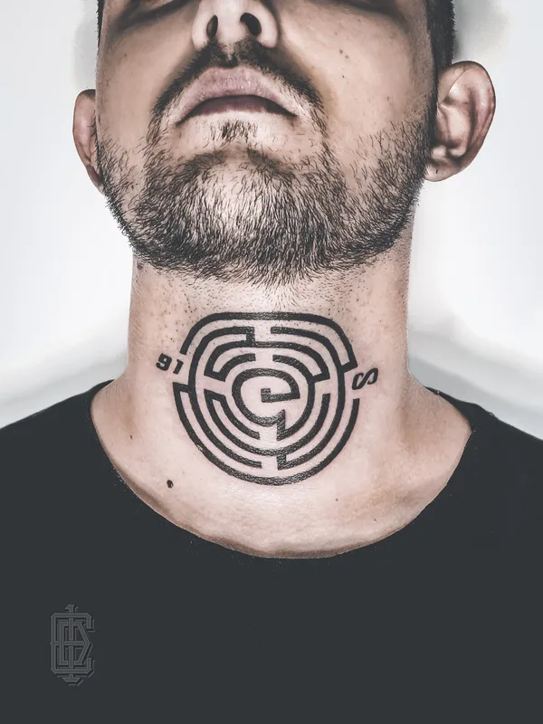 male black geometric tattoo on neck #51080 | Tattoo Artist Ed One