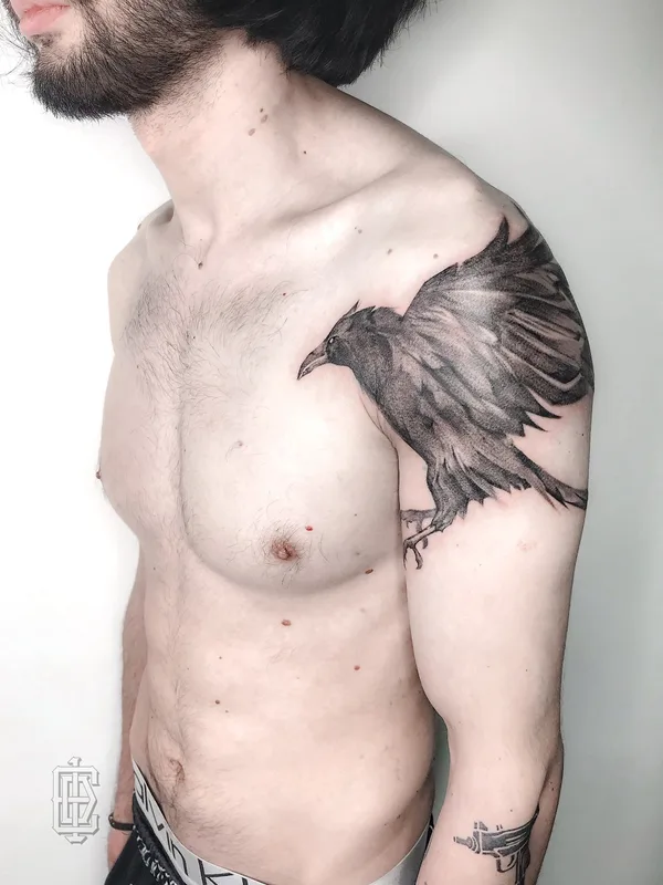 male black and grey black and grey tattoo on shoulder #51088 | Tattoo Artist Ed One