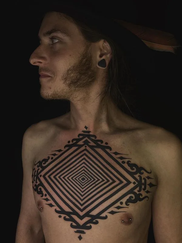 men black ornamental tatouage sur chest #64414 | Artiste tatoueur gaya_tree_