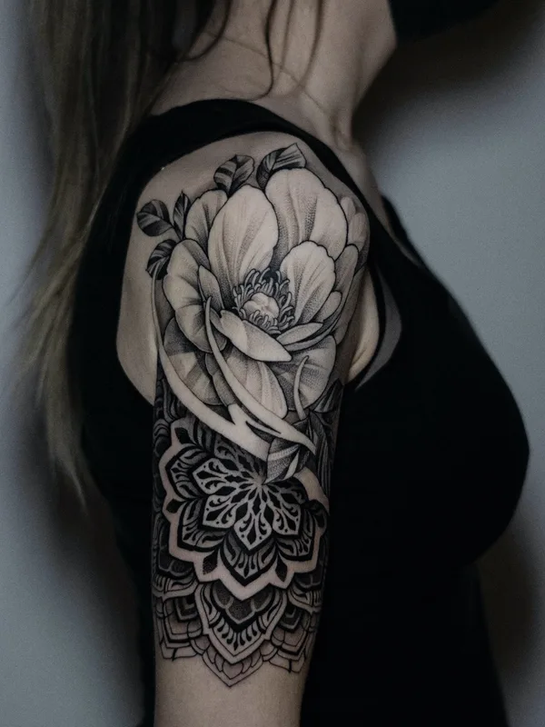 female black ornamental tattoo on shoulder #64433 | Tattoo Artist Alex White