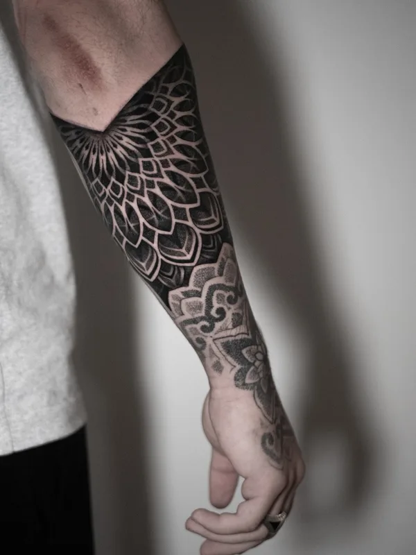 men black ornamental tattoo on forearm #64437 | Tattoo Artist Alex White