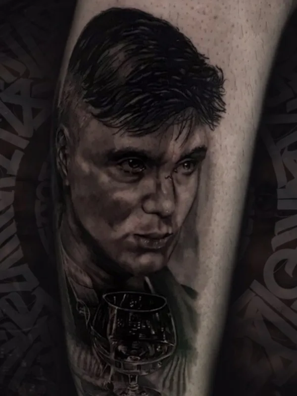 male black and grey realism Tatuagem em calf #53041 | Tatuador ALEXEY SVIRIDENKO 