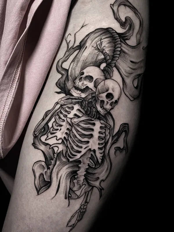 black and grey blackwork татуировка на thigh #69630 | Тату мастер Сергей SEARAGE Тоневицкий