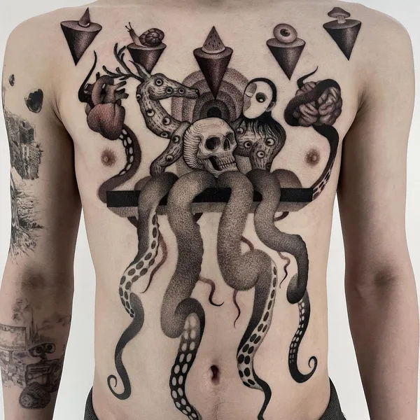 Graphic tattoo by Sinsa in Seoul