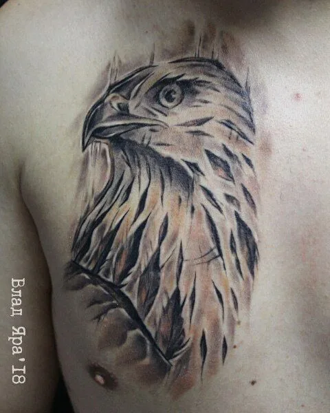 black and grey realism татуировка на chest #37825 | Тату мастер Влад Яра