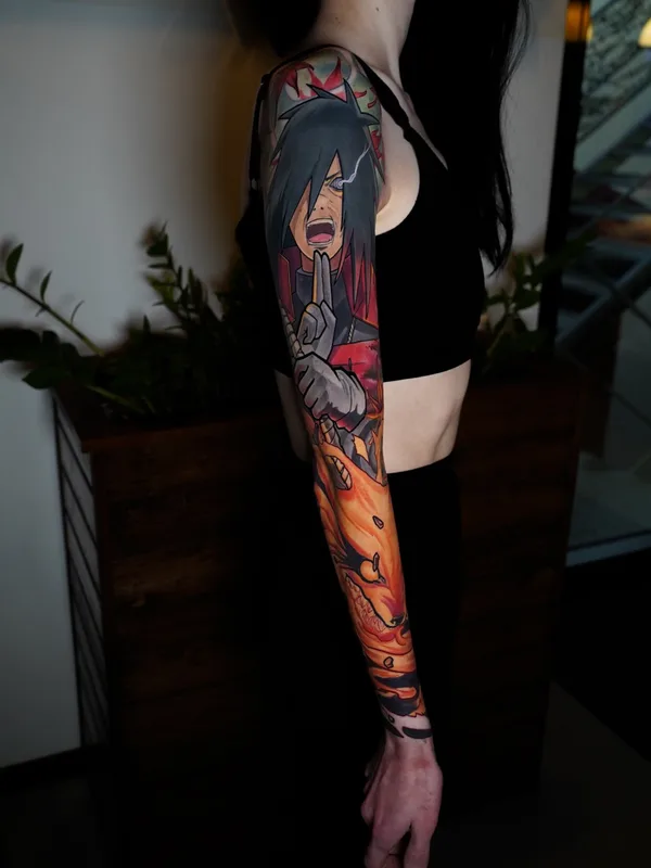female color anime татуировка на full sleeve #75109 | Тату мастер Maks Vorobei 