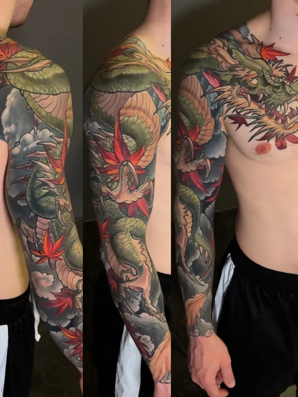 male color japanese татуировка на full sleeve #75110 | Тату мастер Maks Vorobei 