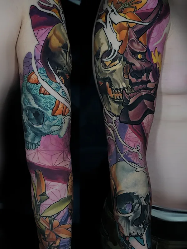 color japanese татуировка на full sleeve #75114 | Тату мастер Maks Vorobei 