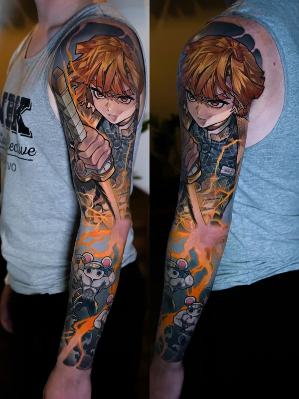 color anime татуировка на full sleeve #75115 | Тату мастер Maks Vorobei 