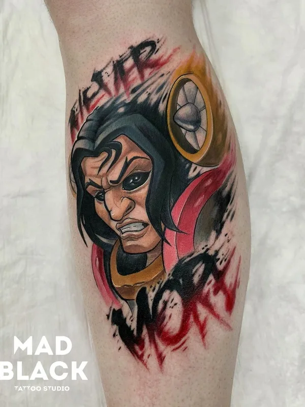 color cartoon tatuaje en calf #45433 | Tatuador Всеволод Злая Собака
