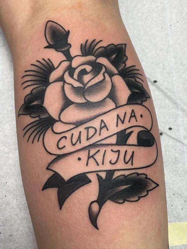 black and grey traditional татуировка на forearm #45482 | Тату мастер Nia Hardcore