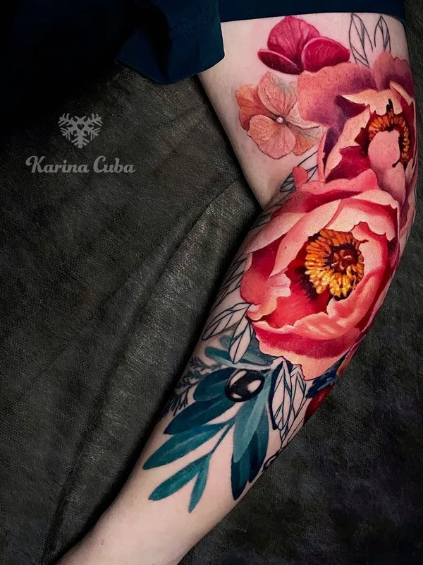 color watercolor 纹身 在 forearm #45490 | 纹身师 Карина Куба 