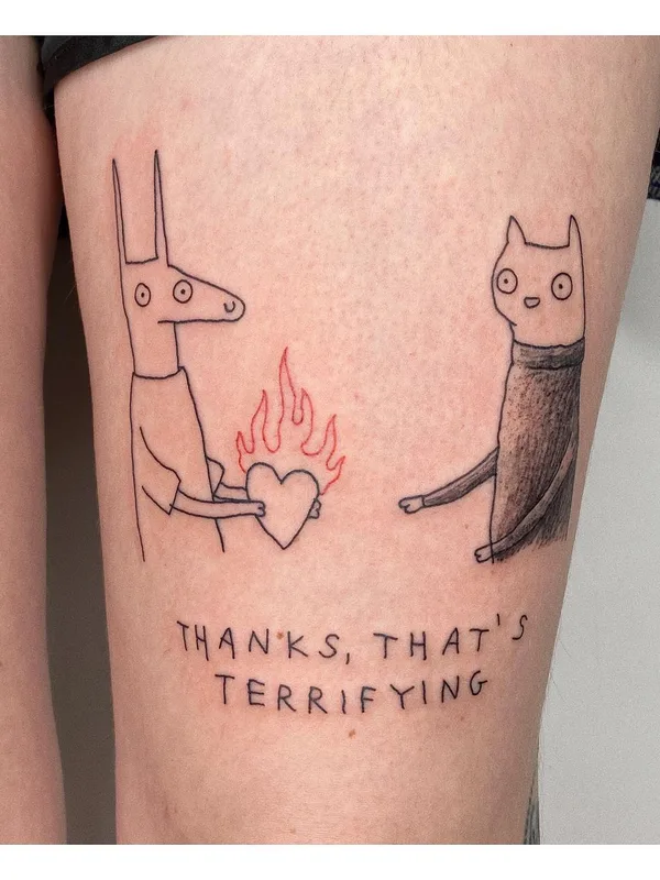 color linework tattoo auf thigh #60370 | Tätowierer Bowser