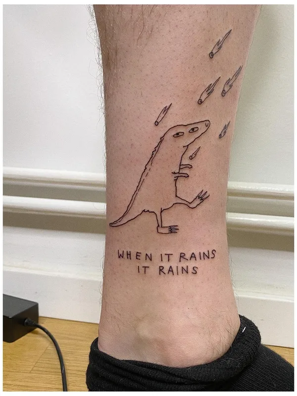 black linework tattoo auf calf #60366 | Tätowierer Bowser