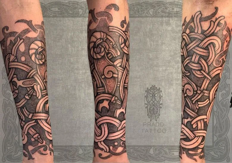 Viking ornament in tattoo Vitaly Pradd