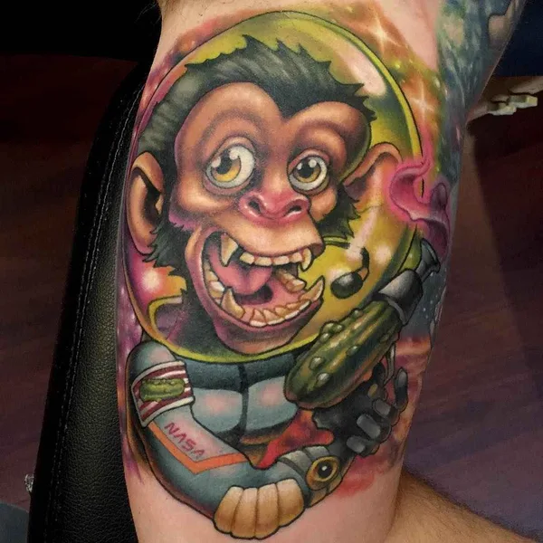 Нью Скул tattoo by Aaron Springs in Webster