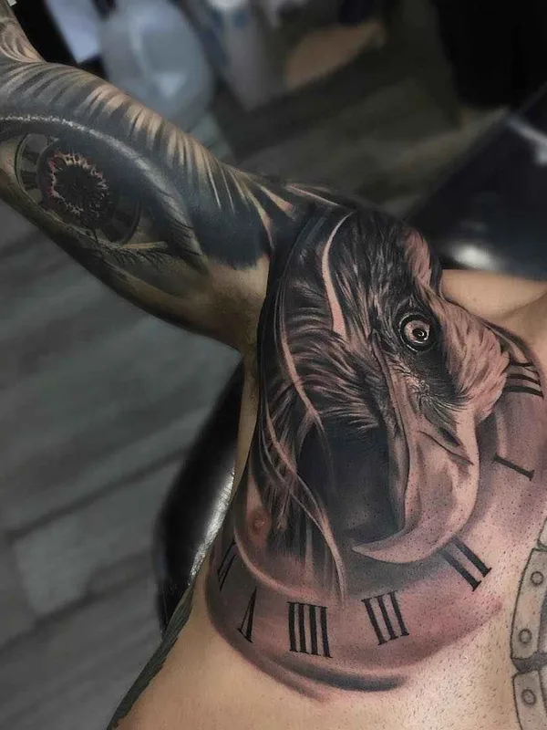 black and grey realism татуировка на chest #1137 | Тату мастер Gabriel Gonzalez
