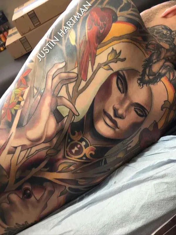 color realism tatuaje en full sleeve #1276 | Tatuador Justin Hartman