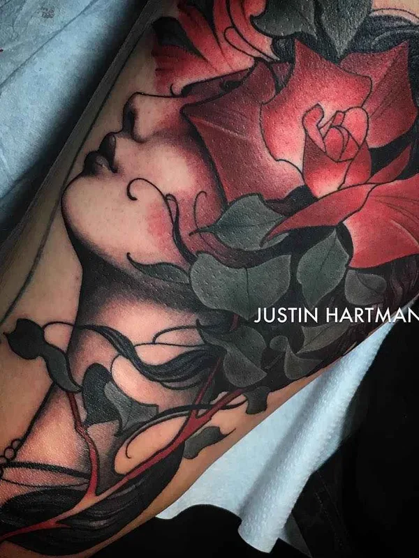 female color neo-traditional tatuaje en forearm #1275 | Tatuador Justin Hartman