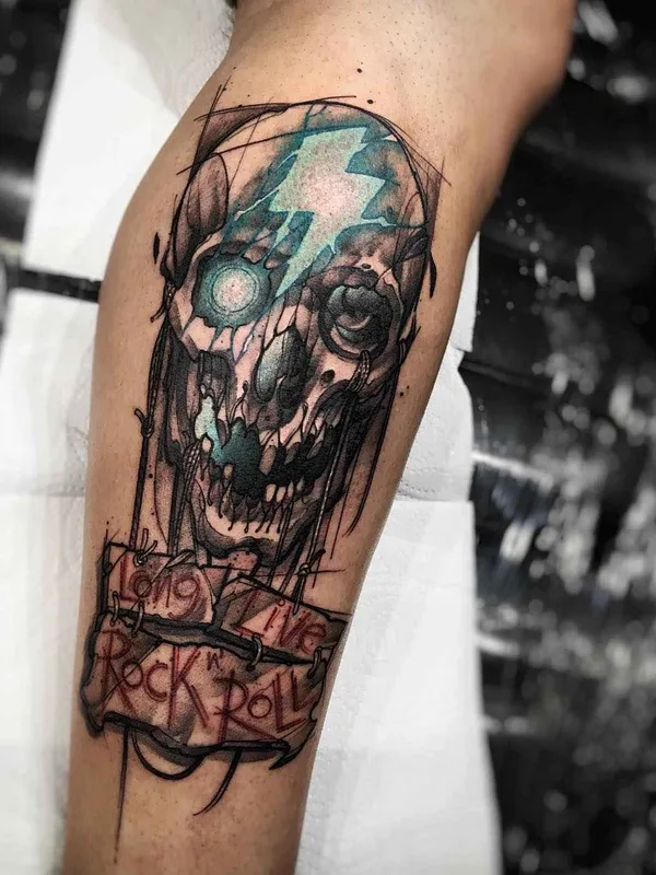 black and grey sketch Tatuagem em calf #1149 | Tatuador Felipe Rodrigues (Fe Rod)